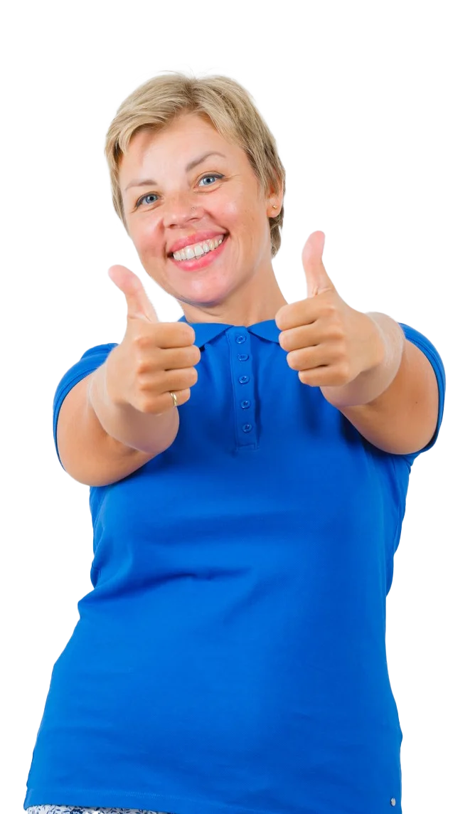 Professional caregiver giving thumbs up